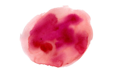 watercolor red abstract spot isolated on a white background. Red watercolor brushstroke with splashes