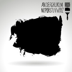 Black brush stroke and texture. Grunge vector abstract hand - painted element. Underline and border design.