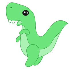 Cute green dinosaur. Cute flat vector illustrations in children's cartoon style. A funny character. Isolated on white background
