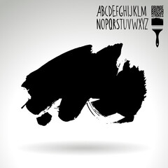 Black brush stroke and texture. Grunge vector abstract hand - painted element. Underline and border design.