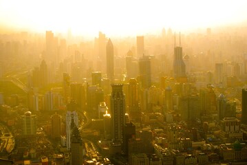Sunset over the city. Shanghai.