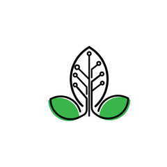 Techno Leaf logo vector concept icon element and template for company