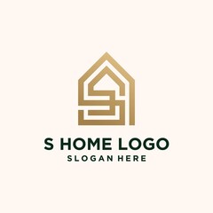 Set creative letter S building real estate logo template