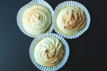 top view of 3 lemon dessert cakes 