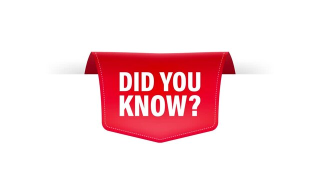 Did you know red ribbon in 3D style on white background. Motion graphics.