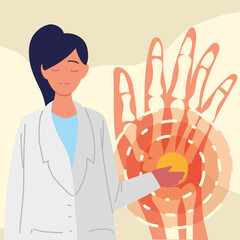 doctor and hand bones