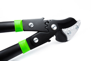 Lopper for pruning branches on trees gardening tools on white  background.