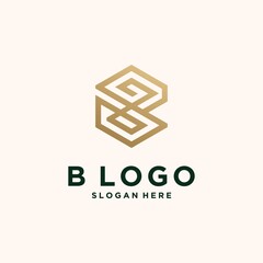 Abstract monogram logo b letter design set, in gold colo