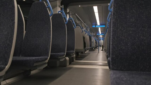 Inside and empty thames link train