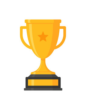 gold trophy cup isolated - flat color