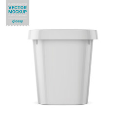 White glossy plastic container mockup. Vector illustration.