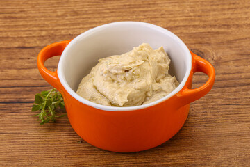 Vegan food - hummus with olive oil