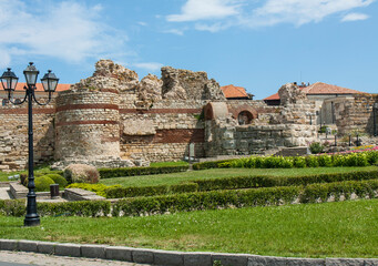 Ruins of old historical centre of the town Nesebar, Nesabar, Bulgaria.