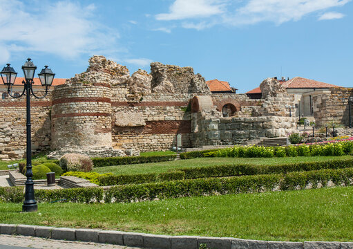 Ruins of old historical centre of the town Nesebar, Nesabar, Bulgaria.