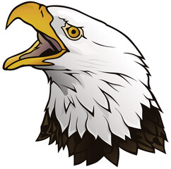 Bald Eagle Portrait Isolated on White Background - Graphic Illustration, Vector