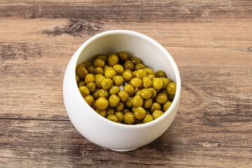 Marinated green pea in the bowl