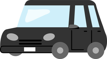 イラスト素材: 黒色の乗用車　ブラック　乗り物　
