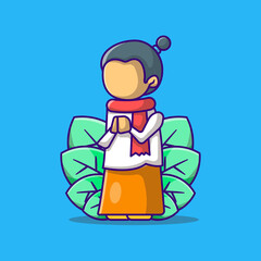 Ramadan kareem Grandmother greeting Vector Cartoon Illustration