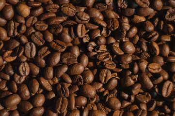 Full frame of brown coffee beans