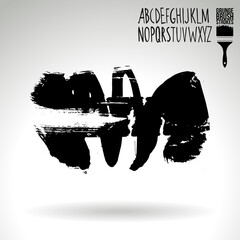 Naklejka premium Black brush stroke and texture. Grunge vector abstract hand - painted element. Underline and border design.