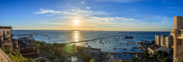 Panoramic image of the port of the Brazilian city of Salvador de Bahia
