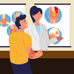 woman doctor and boy