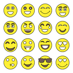 Fototapeta premium Pack of Emoji Flat Icons 