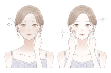 女性　くすみ　ビフォーアフター