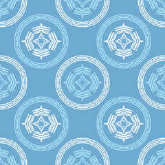 Shapes made of stripes. Mosaic with geometric shapes. Seamless pattern. Design with manual hatching. Textile. Ethnic boho ornament. Vector illustration for web design or print.