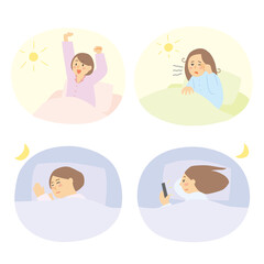 20代　30代　睡眠　寝不足　女性　寝起き　良い　悪い　熟睡　睡眠不足