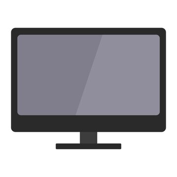 Vector illustration of a working computer. Monitor. Black monitor. 