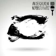 Black brush stroke and texture. Grunge vector abstract hand - painted element. Underline and border design.