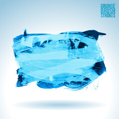 Fototapeta premium Blue brush stroke and texture. Grunge vector abstract hand - painted element. Underline and border design.