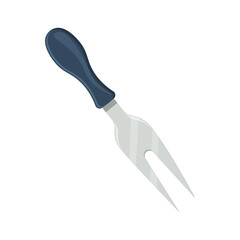a fork for holding cheese while slicing different varieties with a dark handle . Vector illustration isolated on white background.