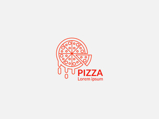 Delicious pizza logo for pizza food restaurant or pizza food shop, fast food cafe logotype design Vector illustration