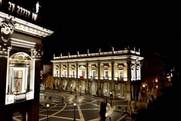 view of the Senatorial Palace (Palazzo Senatorio) / Capitoline Museums (Musei Capitolini) by night...