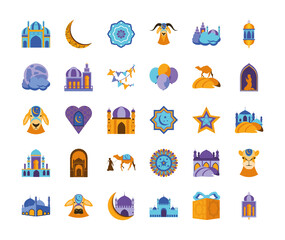 eid mubarak icon set