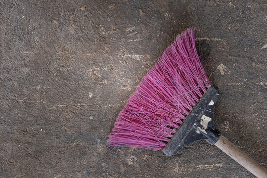 cleaning background. floor sweeping brush. construction