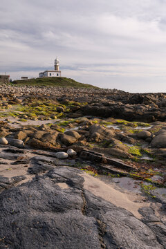 Lari&ntilde;o or Punta Insua lighthouse in Carnota, Galicia, Spain