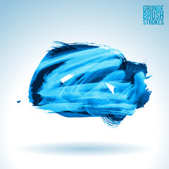 Blue brush stroke and texture. Grunge vector abstract hand - painted element. Underline and border design.