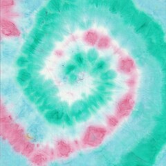 Pastel abstract swirl tie dye pattern. Spiral batik background. Boho, grunge style.