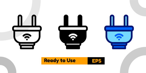 plug icon with three style and isolated sign symbol vector illustration high quality for banner, poster, social media, presentation, and website