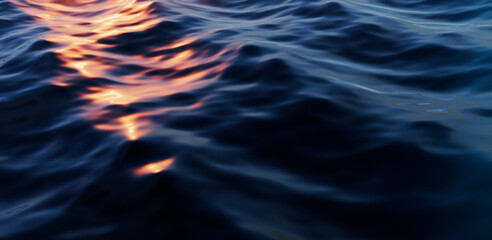 Sun Glare on the Dark Water Surface. Abstract Background. 3D illustration