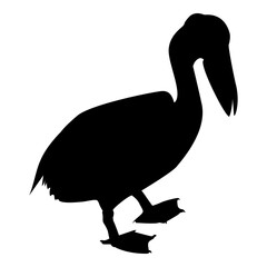 Silhouette pelican bird seabird waterbird black color vector illustration flat style simple image