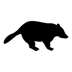 Silhouette badger animal wild meles taxus predatory mammal family kunihih carnivore black color vector illustration flat style simple image