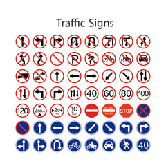 Vector illustration of road warning traffic sign pack set. Design traffic regulatory sign template on white background.