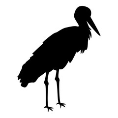 Silhouette stork bird standing crane heron black color vector illustration flat style simple image