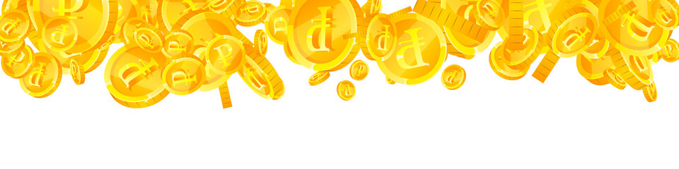 Russian ruble coins falling. Cool scattered RUB coins. Russia money. Mesmeric jackpot, wealth or success concept. Vector illustration.
