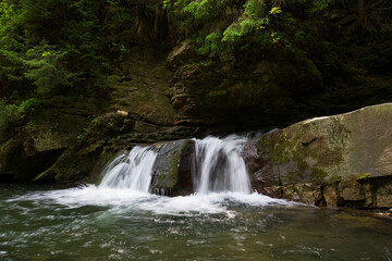 Landscape with small mountain river in Western Ukraine