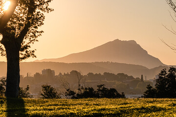 the Sainte Victoire mountain, in the morning light